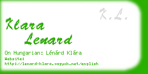 klara lenard business card
