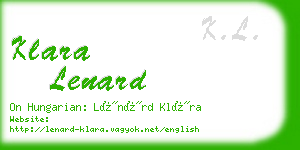 klara lenard business card